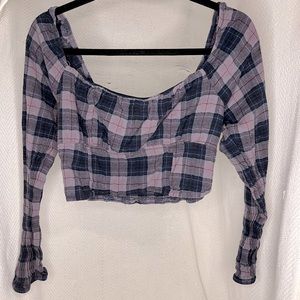 long sleeve plaid crop